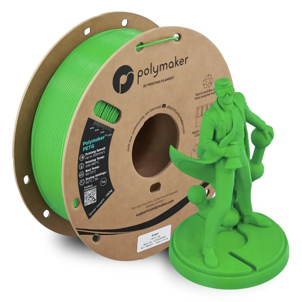 [X004QSM44D] Polymaker PETG Green 3D Printer Filament 1.75mm 1KG