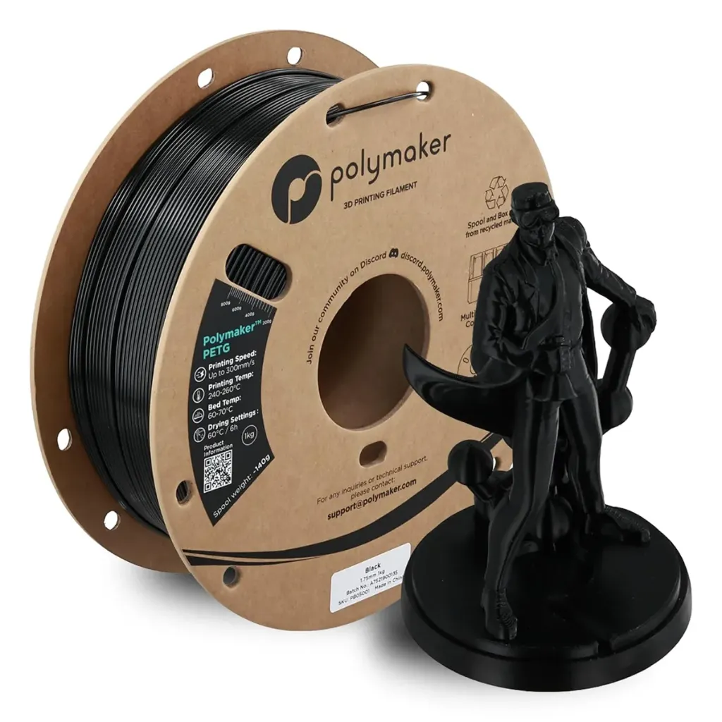 Polymaker PETG Filament 1.75mm 1kg Black 3D Printer Filament, PolyLite PETG