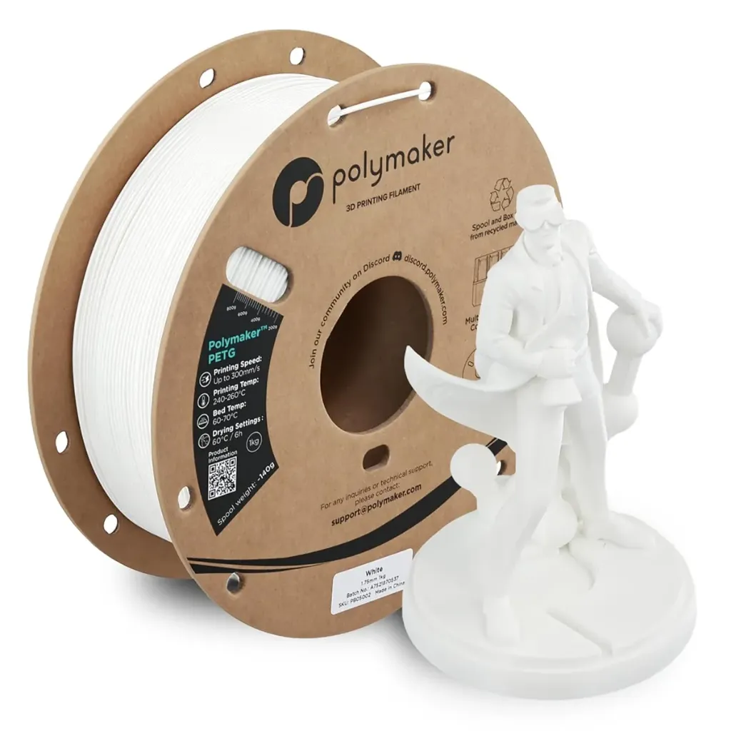 Polymaker PETG Filament 1.75mm 1kg White 3D Printer Filament, PolyLite PETG