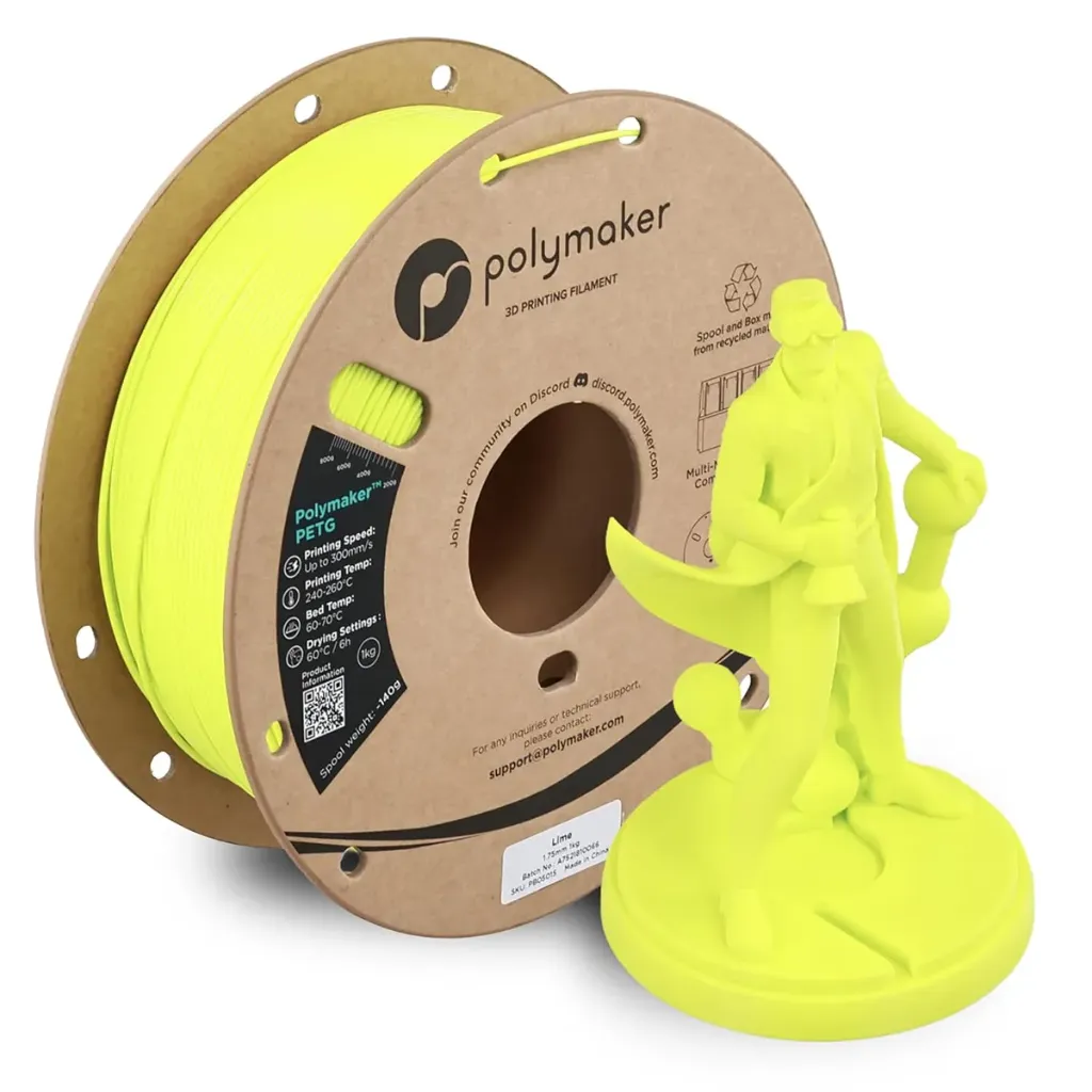 [X0039NWVDP] Polymaker PETG Filament 1.75mm 1kg Lime 3D Printer Filament, PolyLite PETG