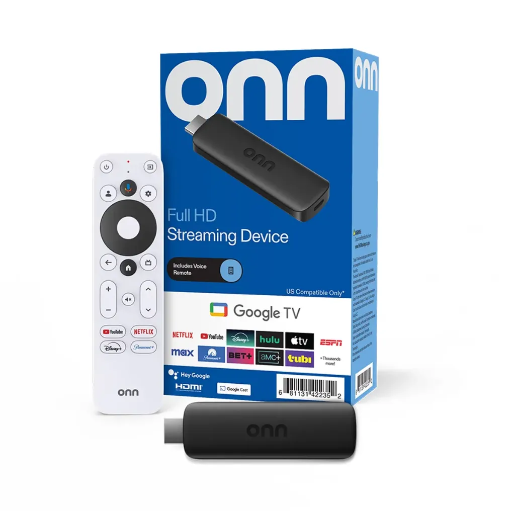 onn Full HD Streaming Device, Google TV - Fast Streaming, 8GB Storage, 1.5GB RAM, Remote with Voice Control
