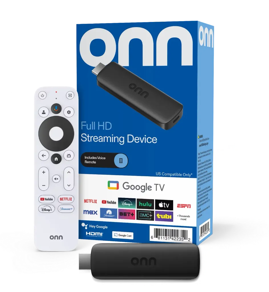 onn Full HD Streaming Device, Google TV - Fast Streaming, 8GB Storage, 1.5GB RAM, Remote with Voice Control